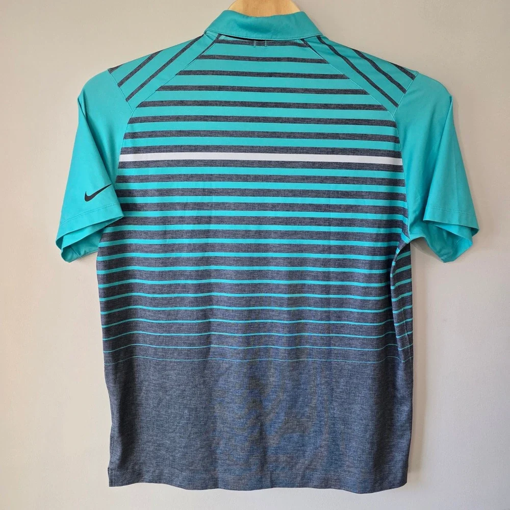 Nike Golf Tour Performance Polo Shirt Mens‎ Large Striped Dri-Fit Athletic